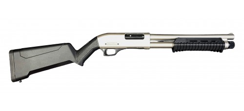 Canuck Defender Marine 12 Gauge 3" 14" Barrel Pump Action Shotgun - Nickel/Black Canuck Defender Marine 12 Gauge 3" 14" Barrel Pump Action Shotgun - Nickel/Black