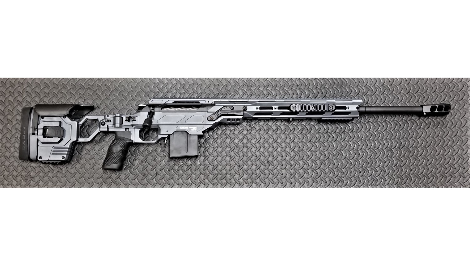 USED Cadex Defense CDX-30 GUARDIAN Rifle - 6.5 Creedmoor, 26, 1-8 Twist,  Hybrid Shadow Stealth, DX2 Trigger, Oversized Cross Hatch Bolt Knob, 10rds,  Skeleton Buttstock, 20 MOA Rail, With MX1 Muzzle Brake.