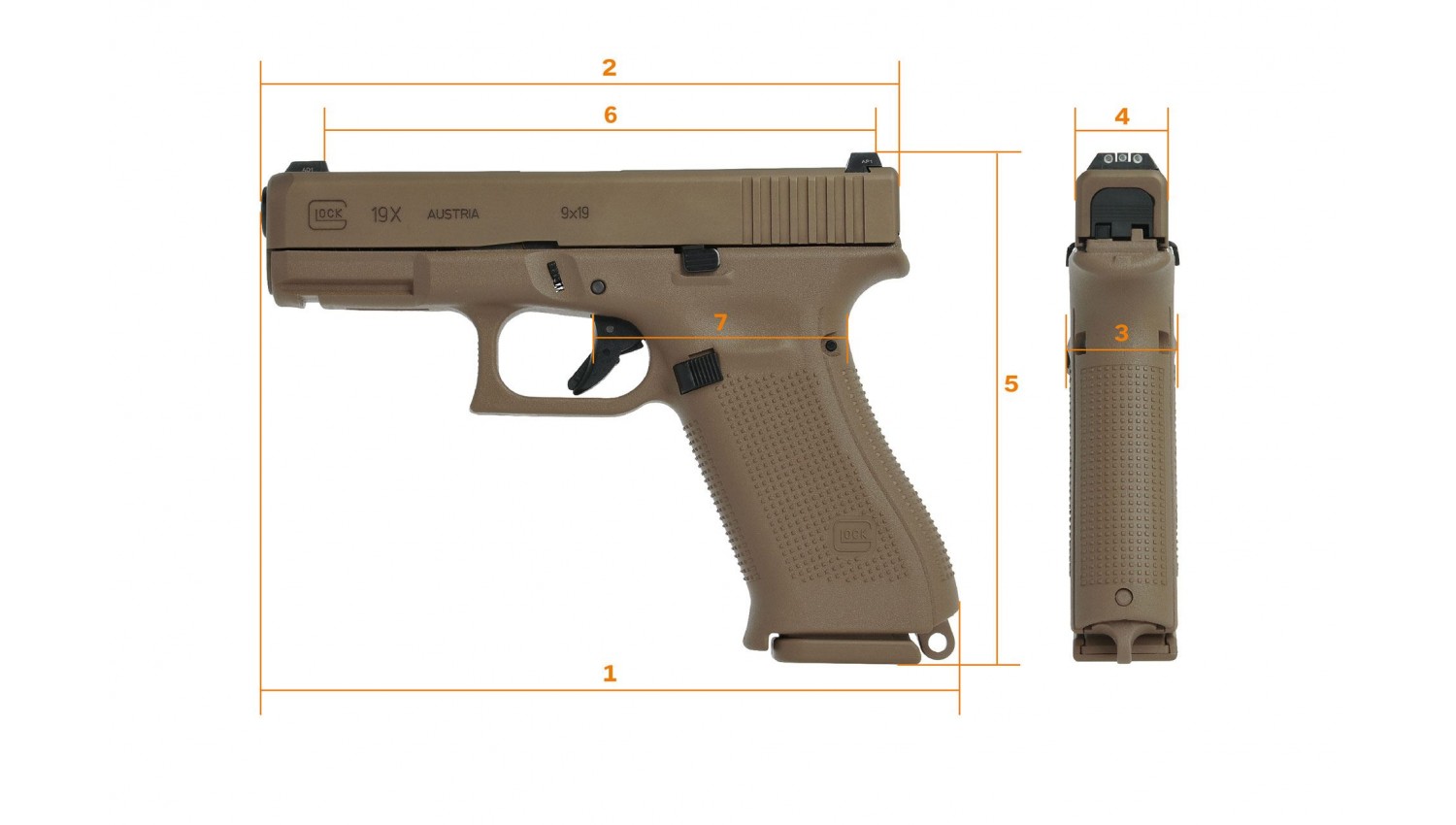 Размеры пистолета. Пистолет Glock 19x. Габариты пистолета глака17. Пистолет Глок 19 чертёж. Чертежи пистолета Глок 18 с размерами.